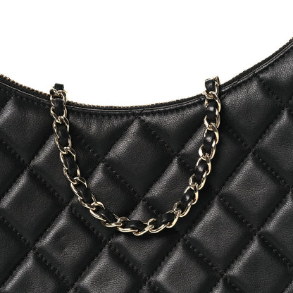 Chanel Lambskin Quilted Small Hobo Bag Black 8 of 10