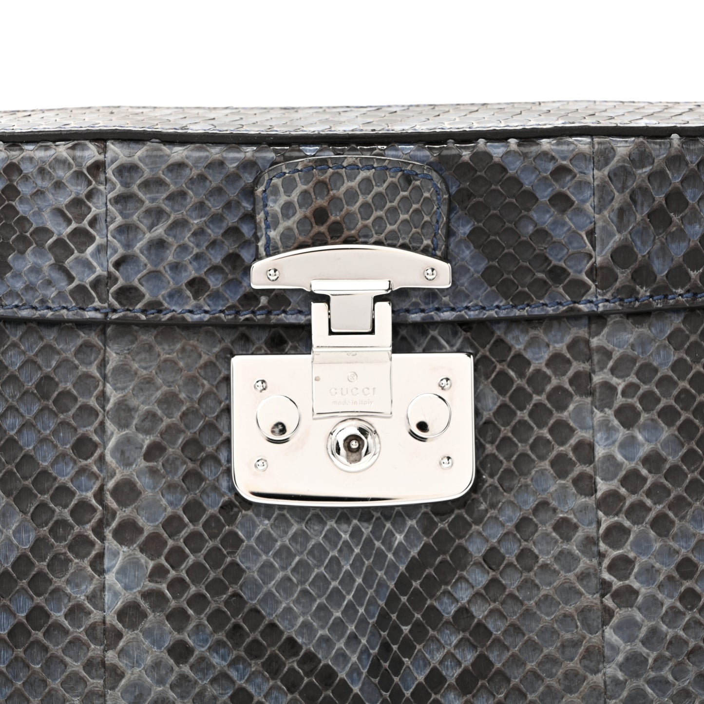 Python Lady Lock Clutch Blue