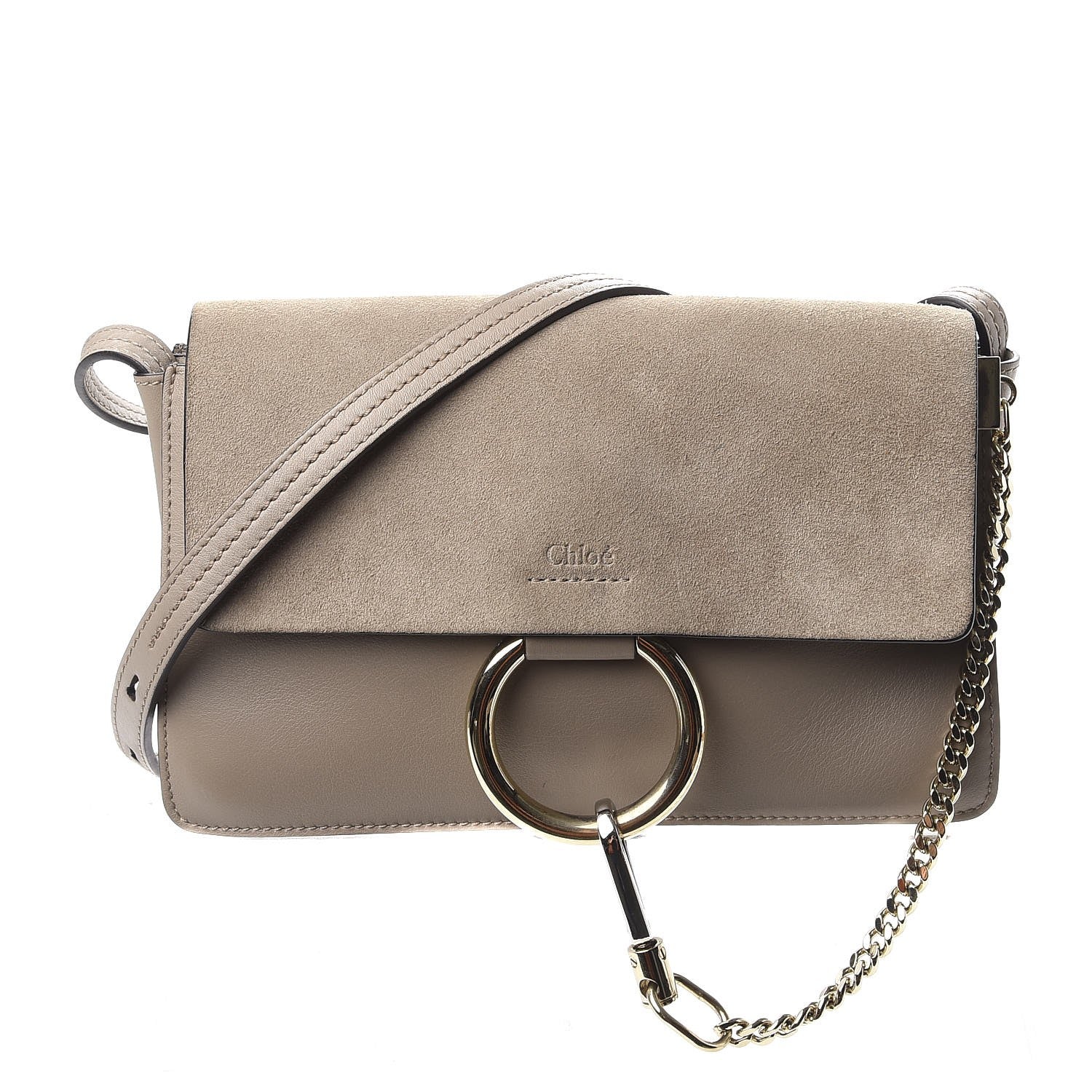 Chloe Suede Calfskin Small Faye Shoulder Bag Motty Grey 1 of 9