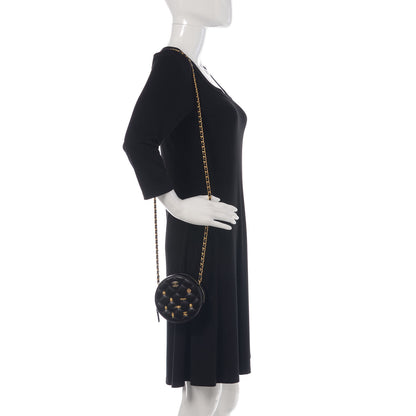 Chanel Calfskin Quilted Egyptian Amulet Round Clutch With Chain Black 2 of 8