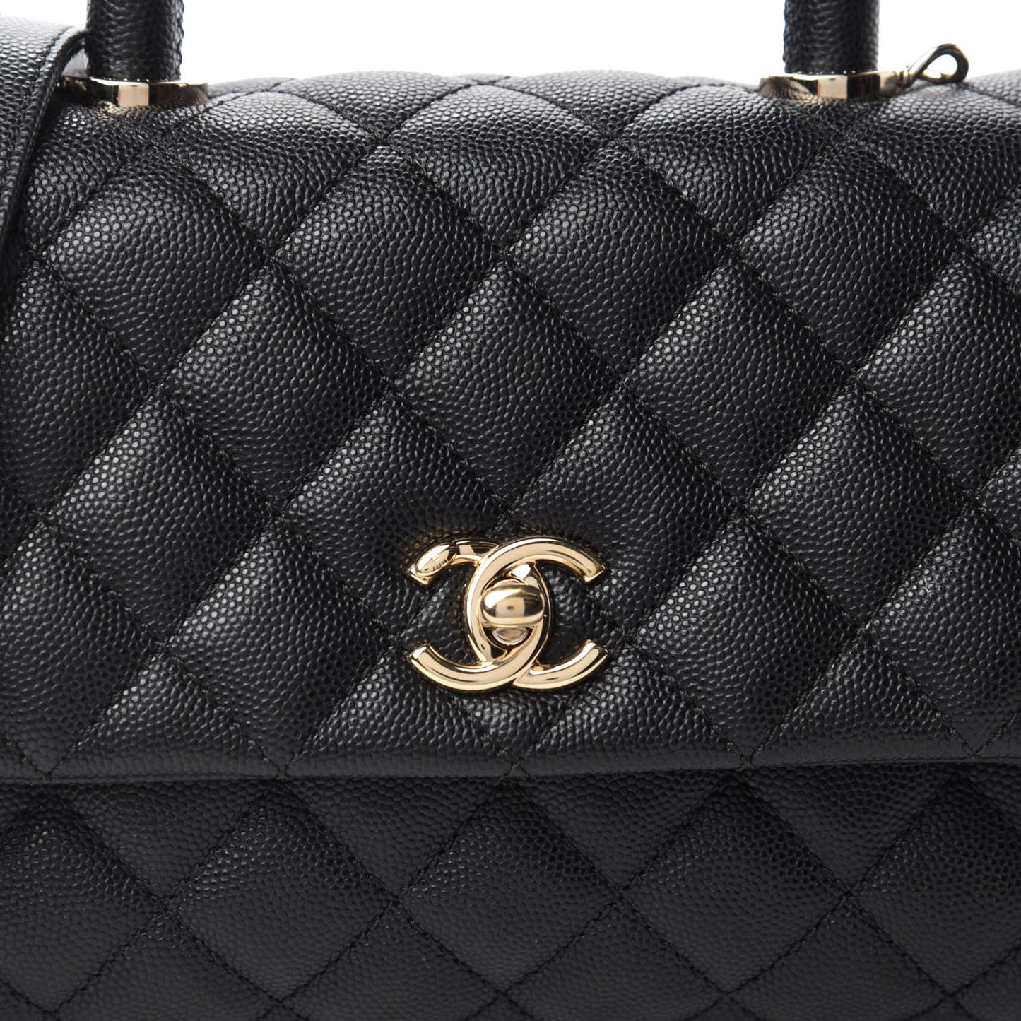 Caviar Quilted Mini Coco Handle Flap Black