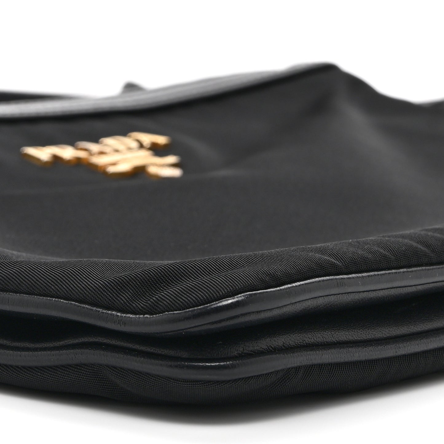 Tessuto Nylon Soft Calf Double Zip Crossbody Bag Black