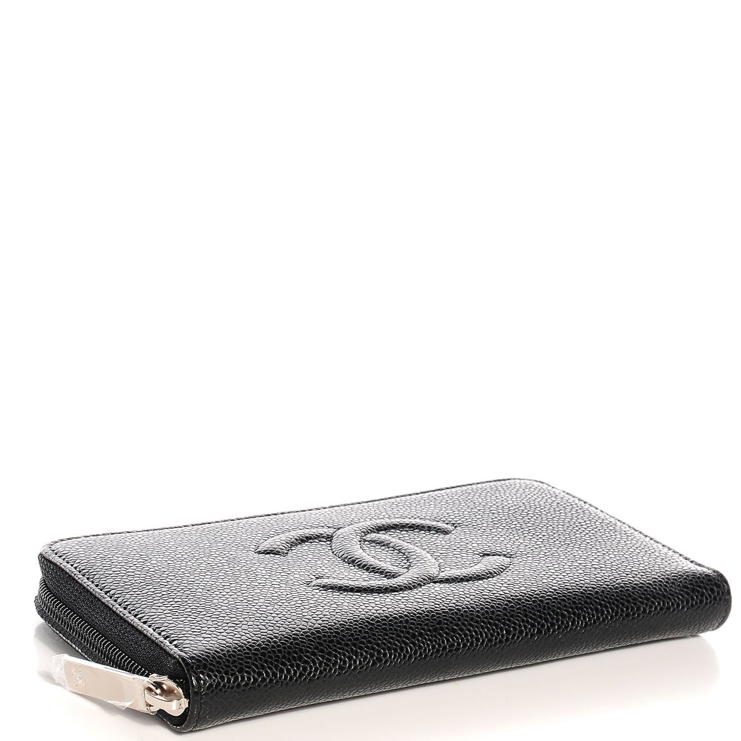 Caviar CC Large Gusset Zip Around Wallet Black