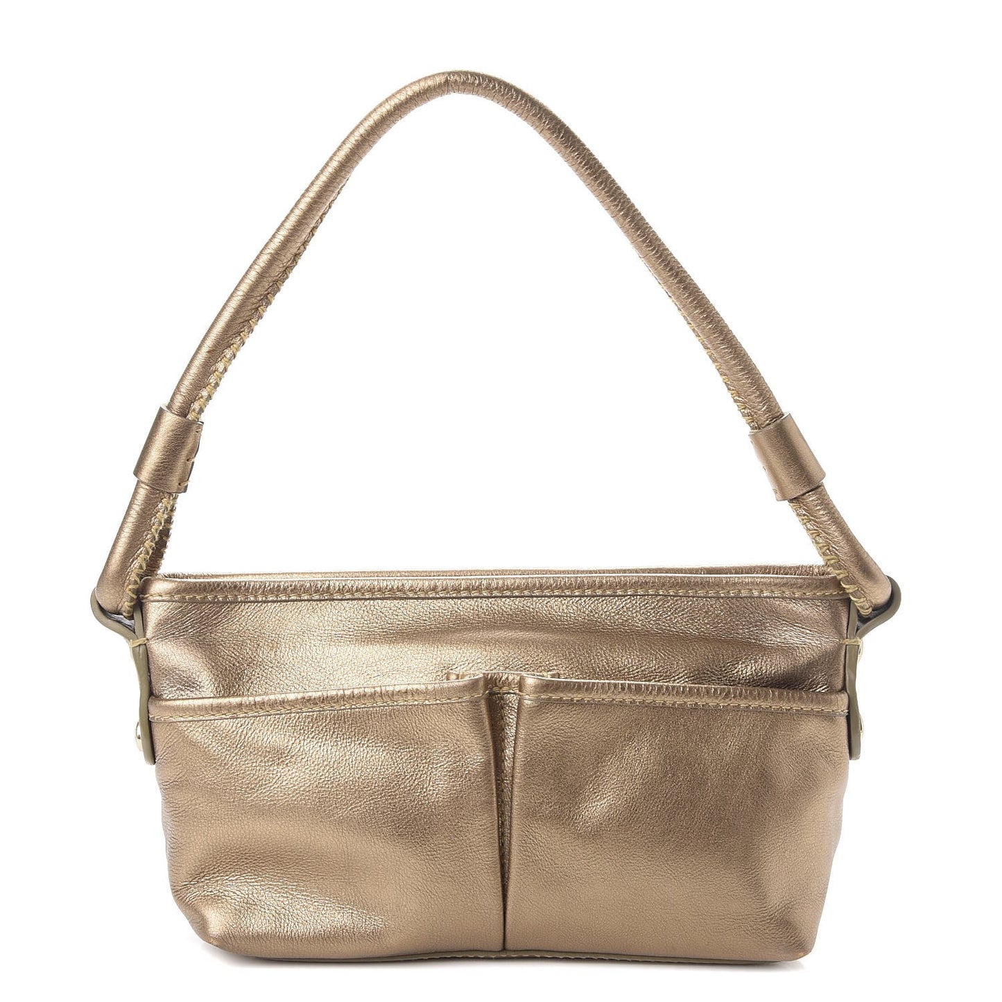 Metallic Grainy Calfskin Hobo Gold
