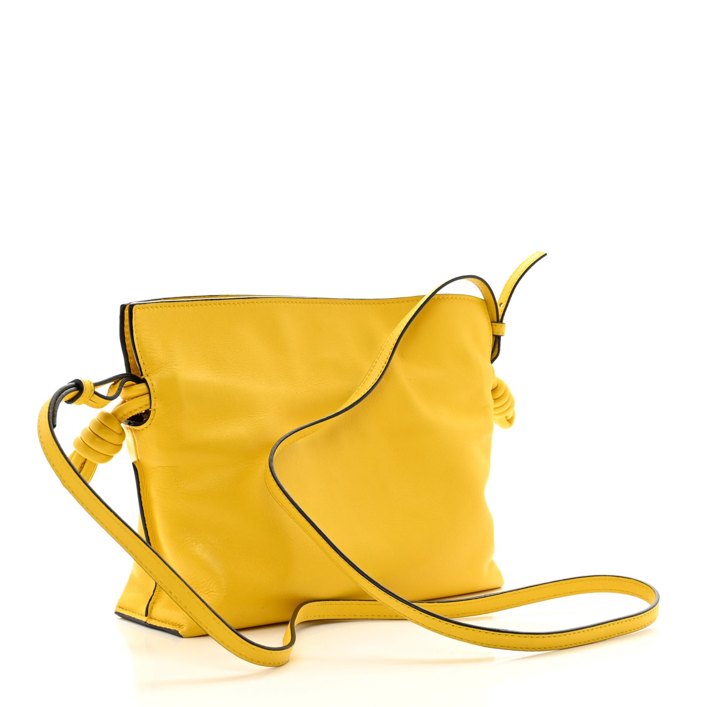 Calfskin Mini Flamenco Knot Clutch Mustard