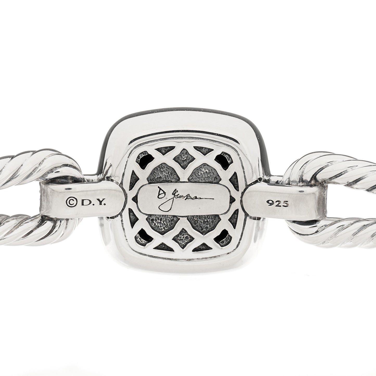 Sterling Silver Diamond Black Onyx Albion Cable Bracelet