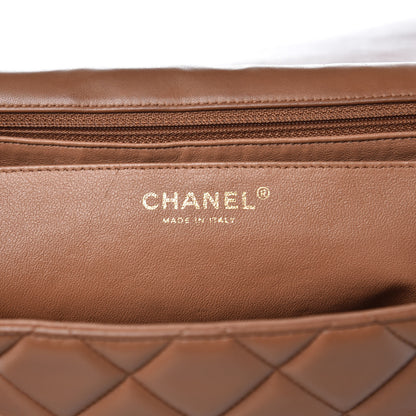 Chanel Lambskin Quilted Maxi Single Flap Dark Beige 6 of 17