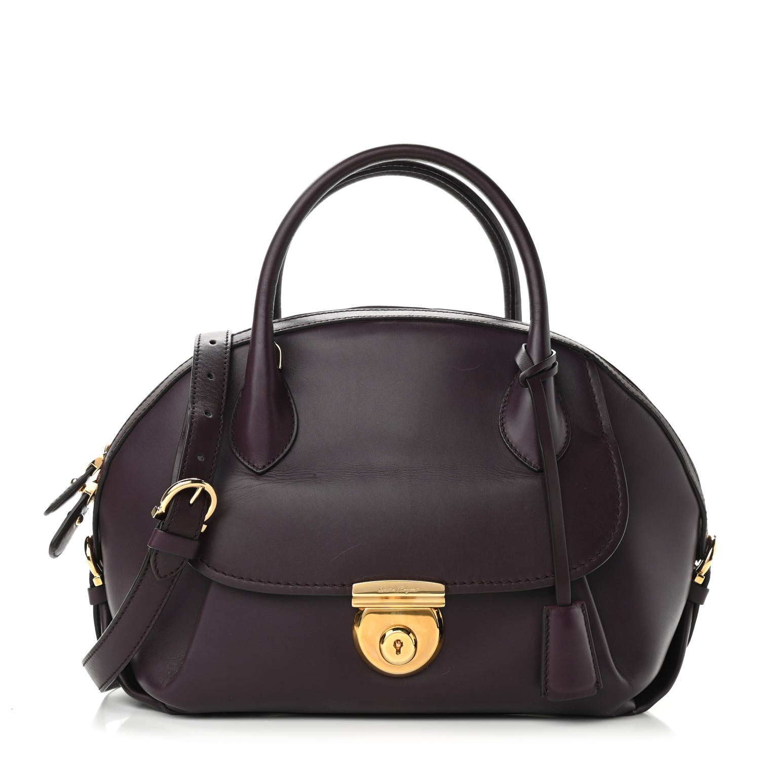 Salvatore Ferragamo Calfskin Fiamma Bag Plum 1 of 16