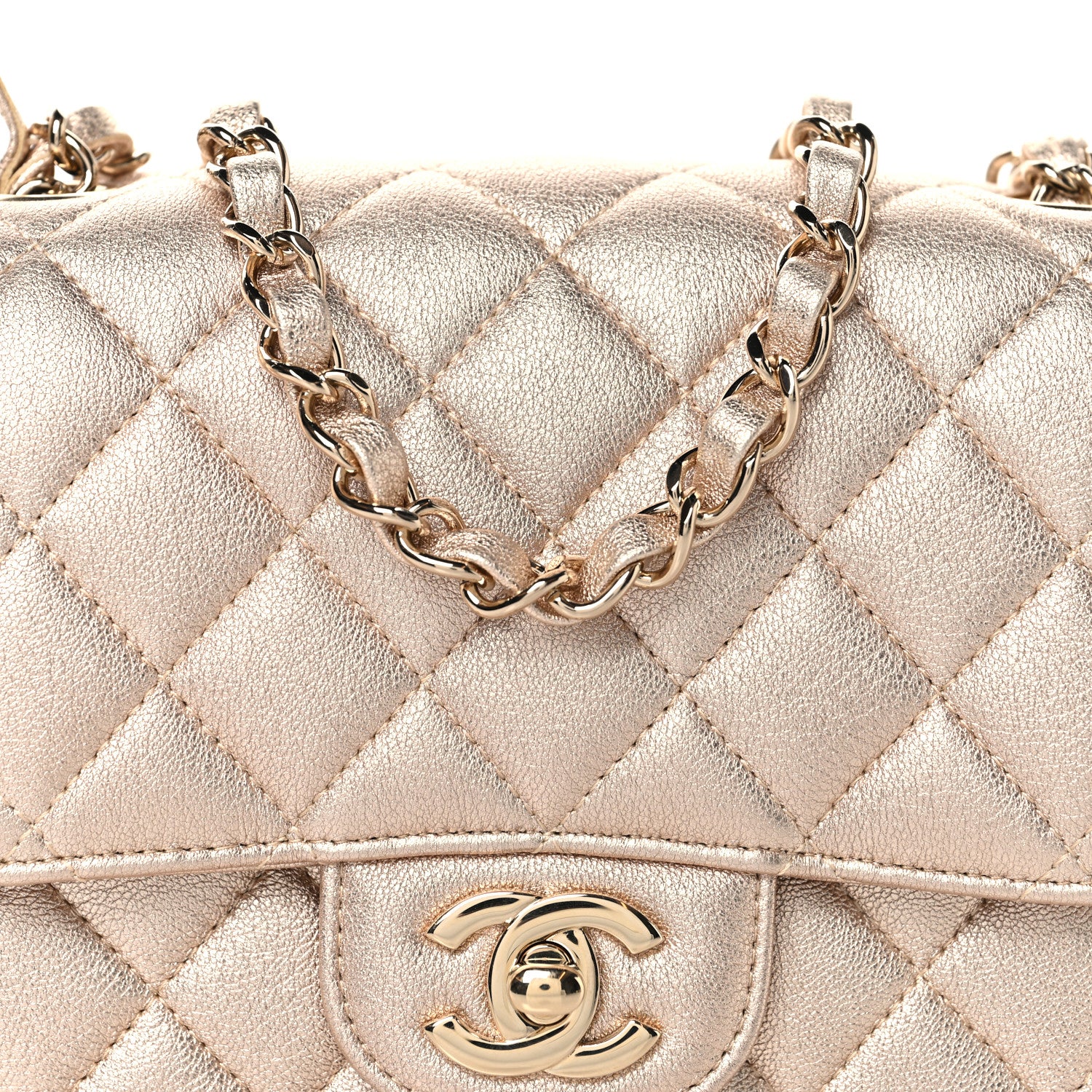 Chanel Metallic Lambskin Quilted Mini Square Flap Gold 8 of 12