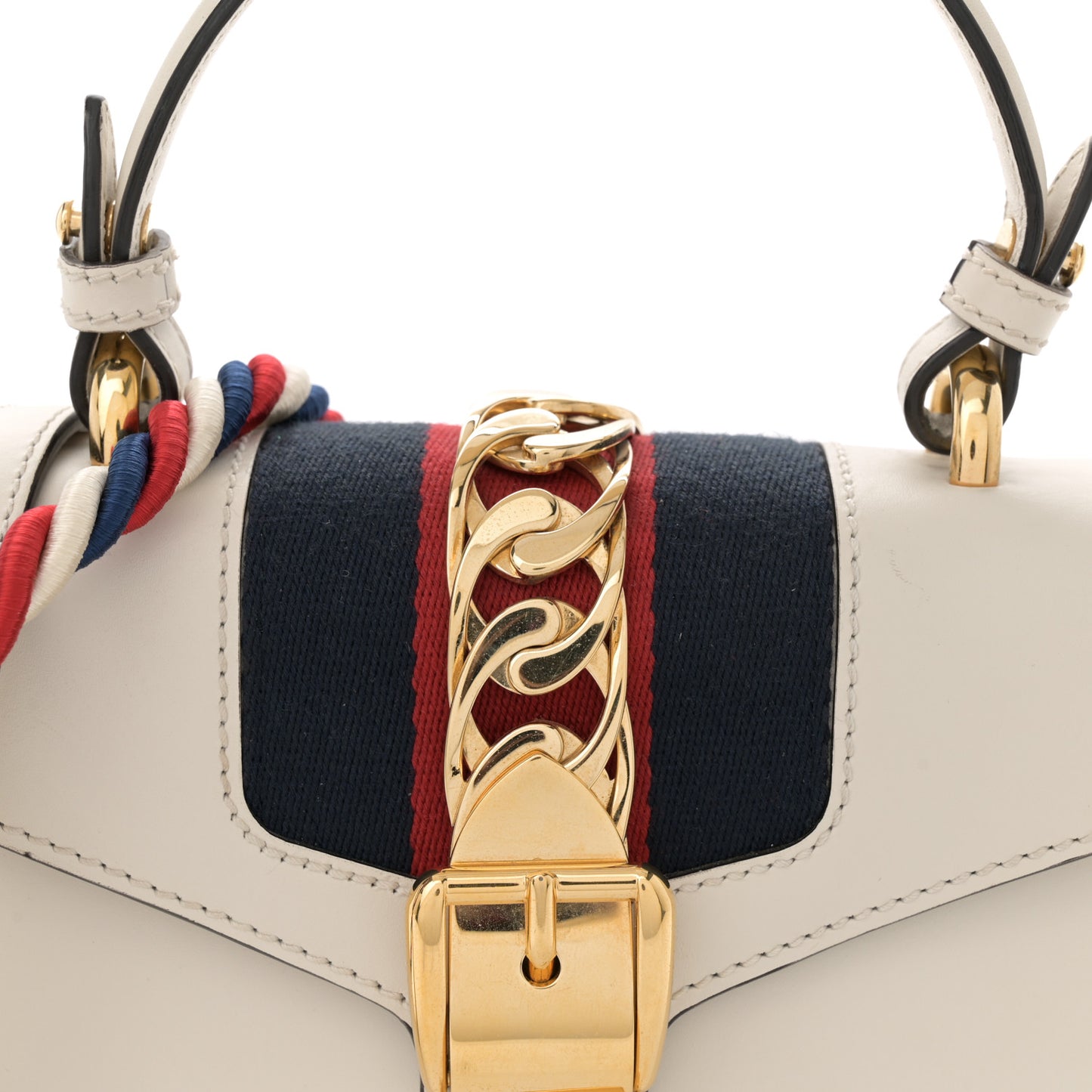 Calfskin Mini Sylvie Top Handle Bag White