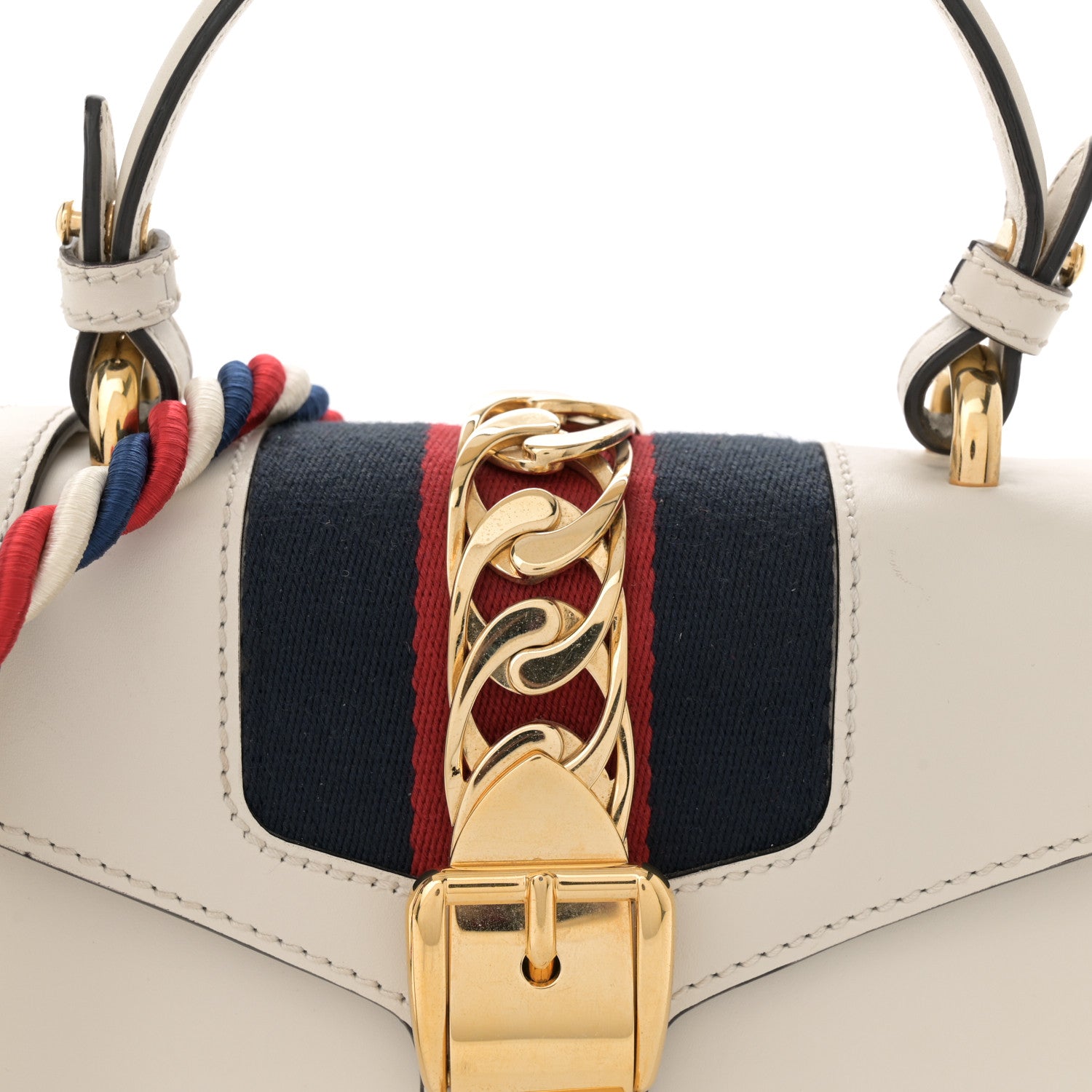 Gucci Calfskin Mini Sylvie Top Handle Bag White 8 of 14
