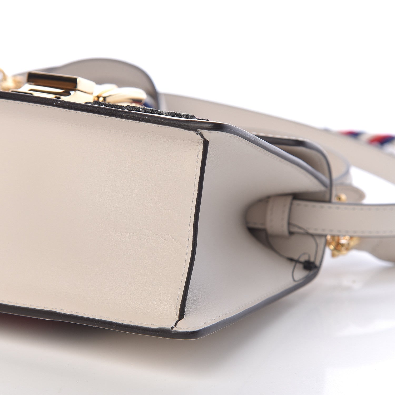 Gucci Calfskin Embroidered Mini Sylvie Top Handle Bag White 10 of 11
