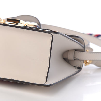 Gucci Calfskin Embroidered Mini Sylvie Top Handle Bag White 10 of 11