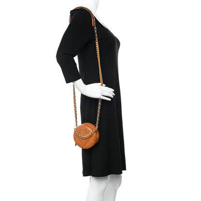 Chanel Goatskin Quilted Chanel 19 Round Clutch With Chain Brown 3 of 11