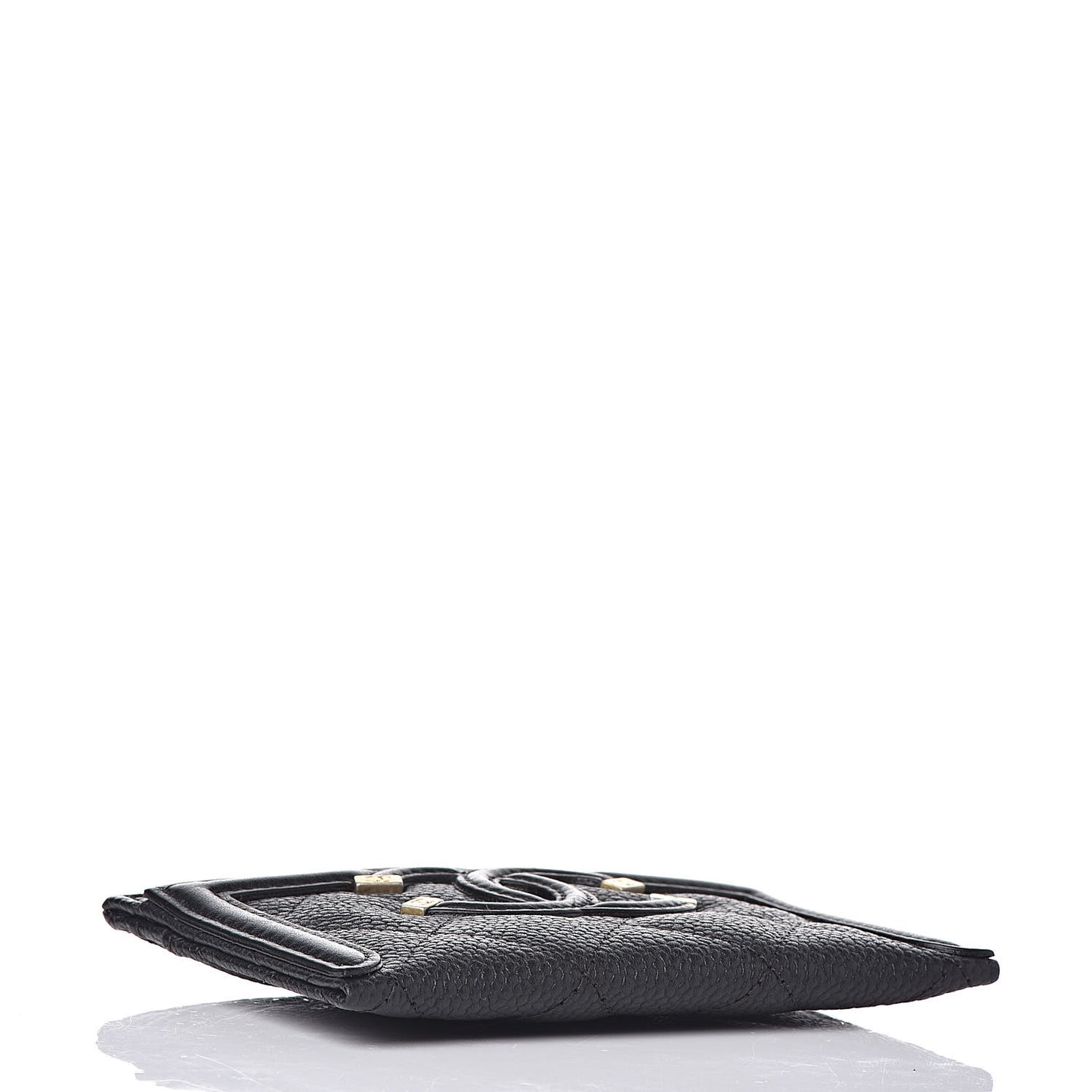 Caviar Quilted Filigree Card Holder Black