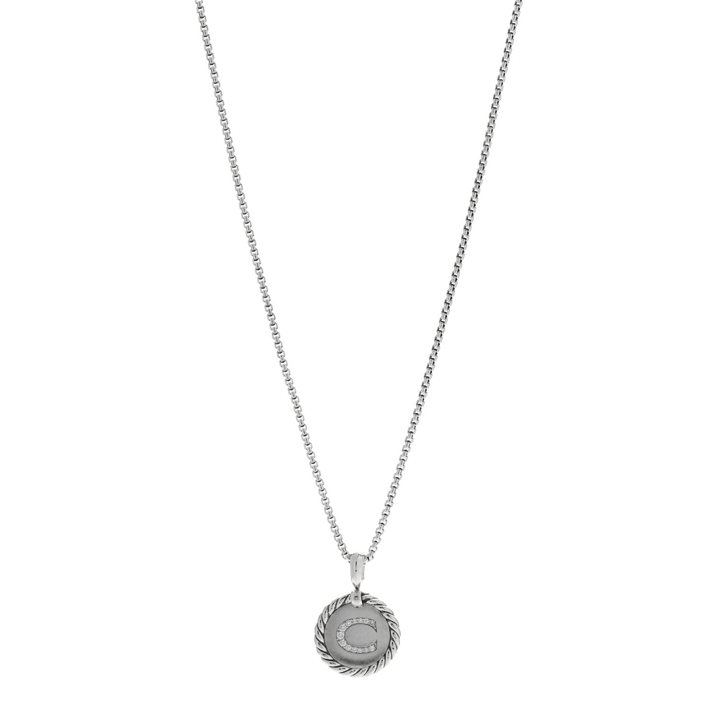 Sterling Silver Diamond Initial C Charm Necklace