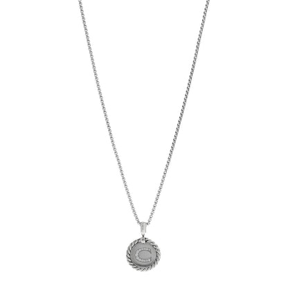 David Yurman Sterling Silver Diamond Initial C Charm Necklace 1 of 4