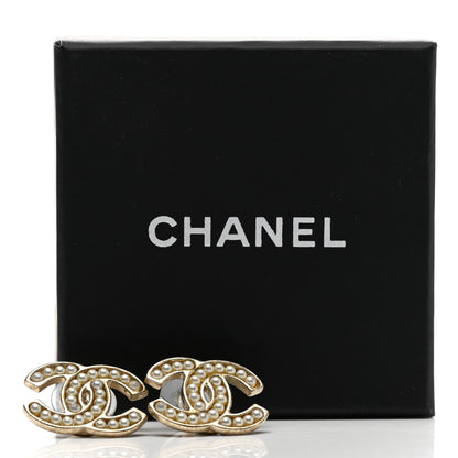 Chanel Metal Pearl CC Earrings Gold 5 of 5