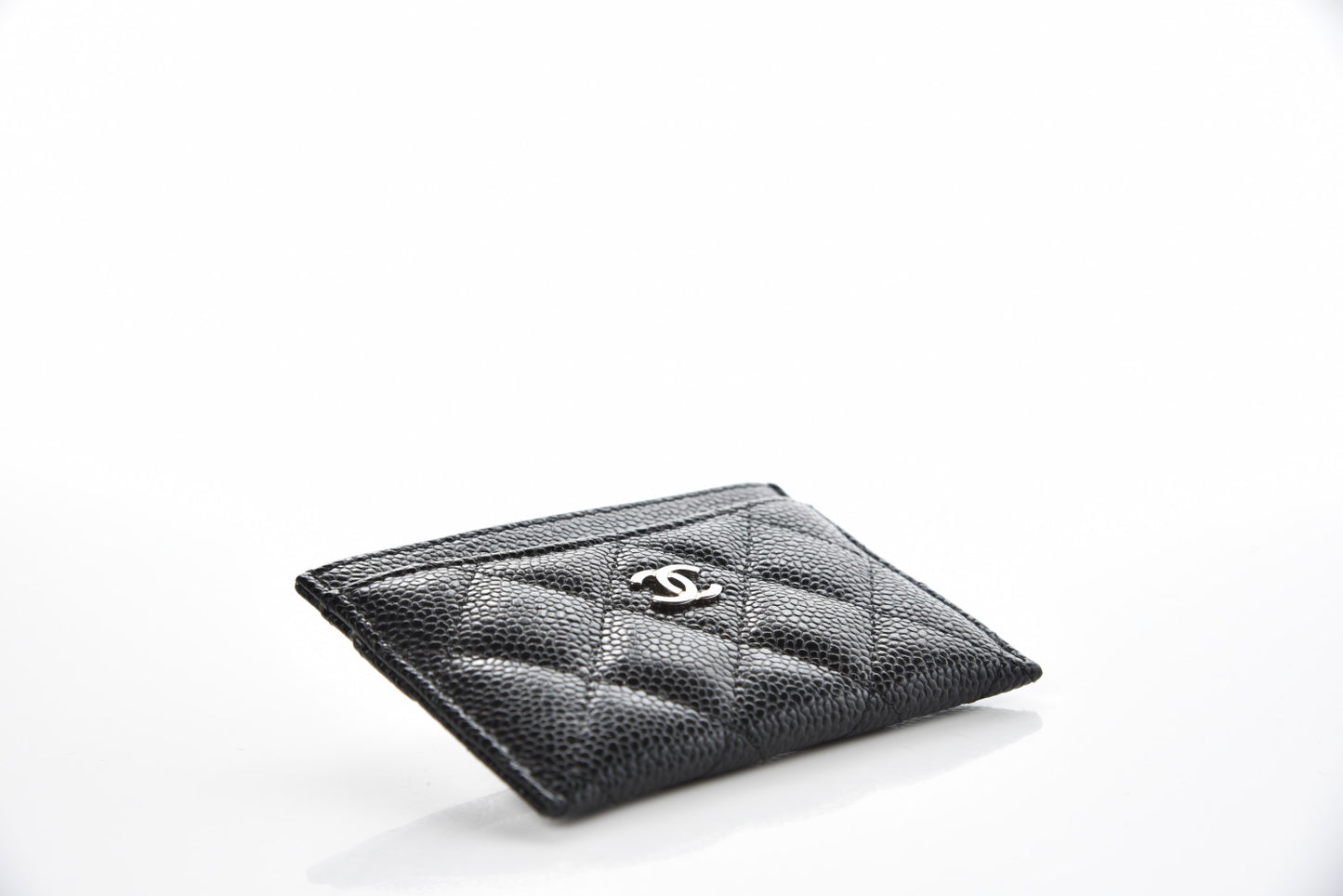 Caviar Quilted Card Holder Black