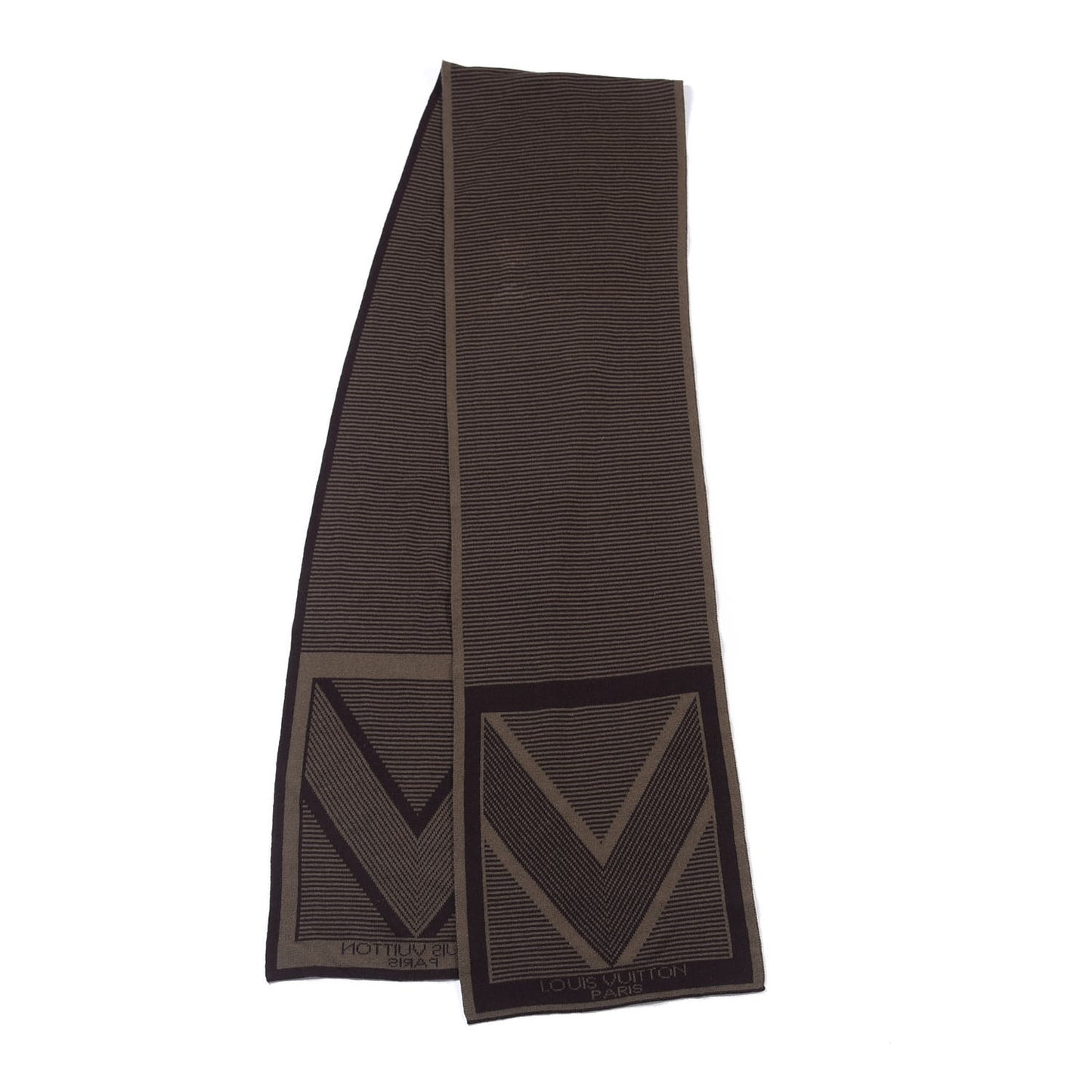Cashmere Striped V Scarf Brown