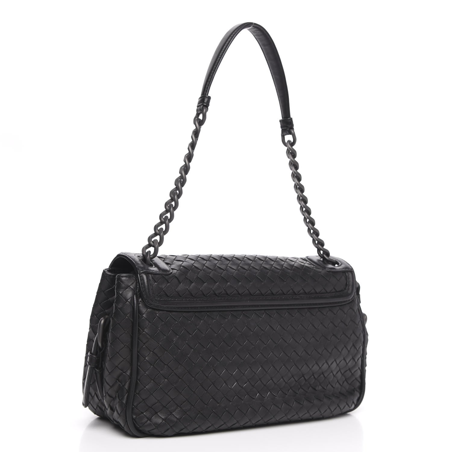 Bottega Veneta Nappa Intrecciato Rialto Shoulder Bag Black 3 of 13