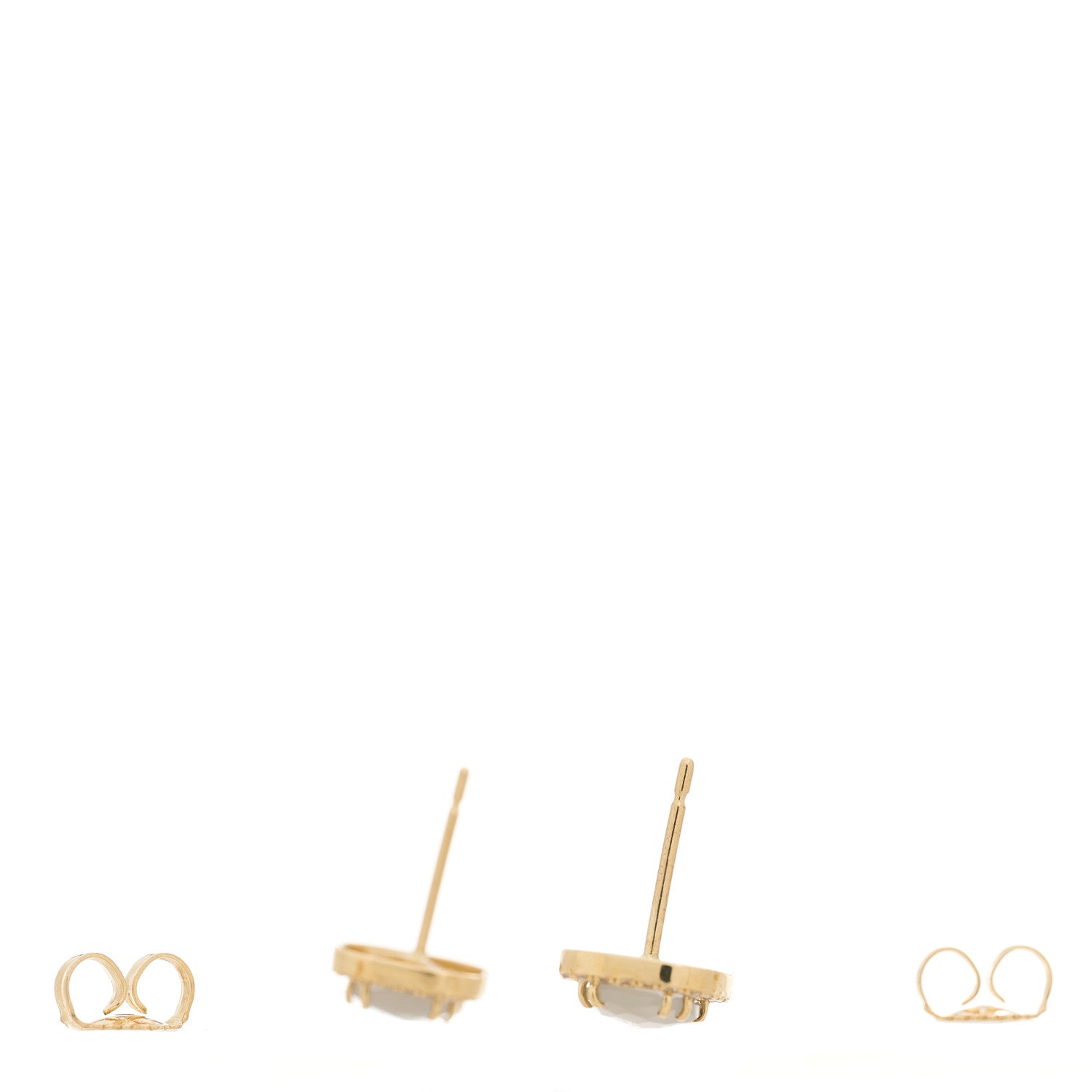 Suzanne Kalan 14K Rose Gold Moonstone White Sapphire Stud Earrings 3 of 4