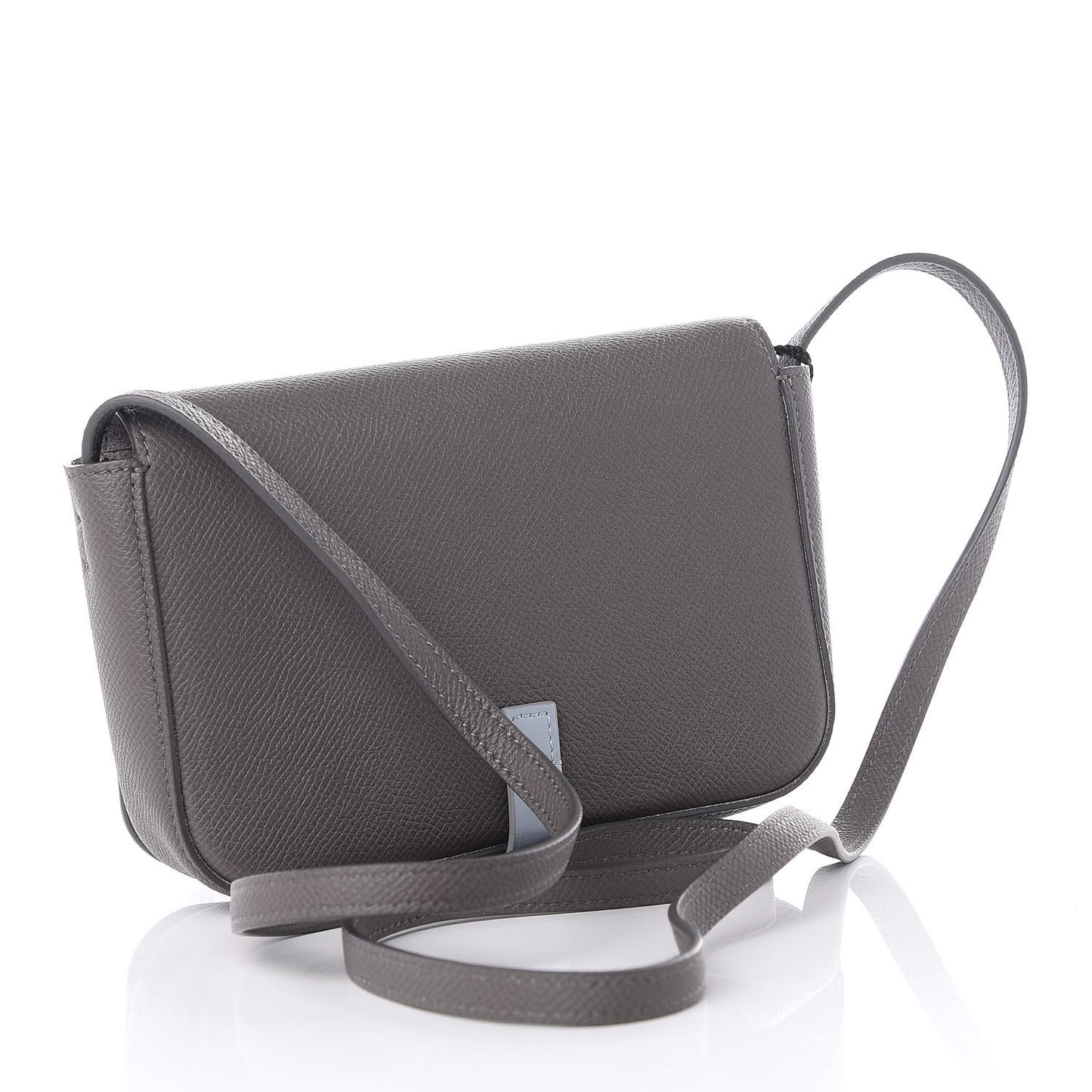 Grained Calfskin Strap Clutch Grey Blue