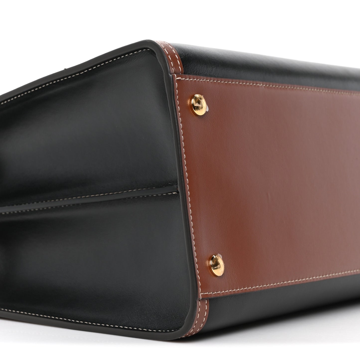 Calfskin Vintage Check Medium Two Handle Title Bag Black
