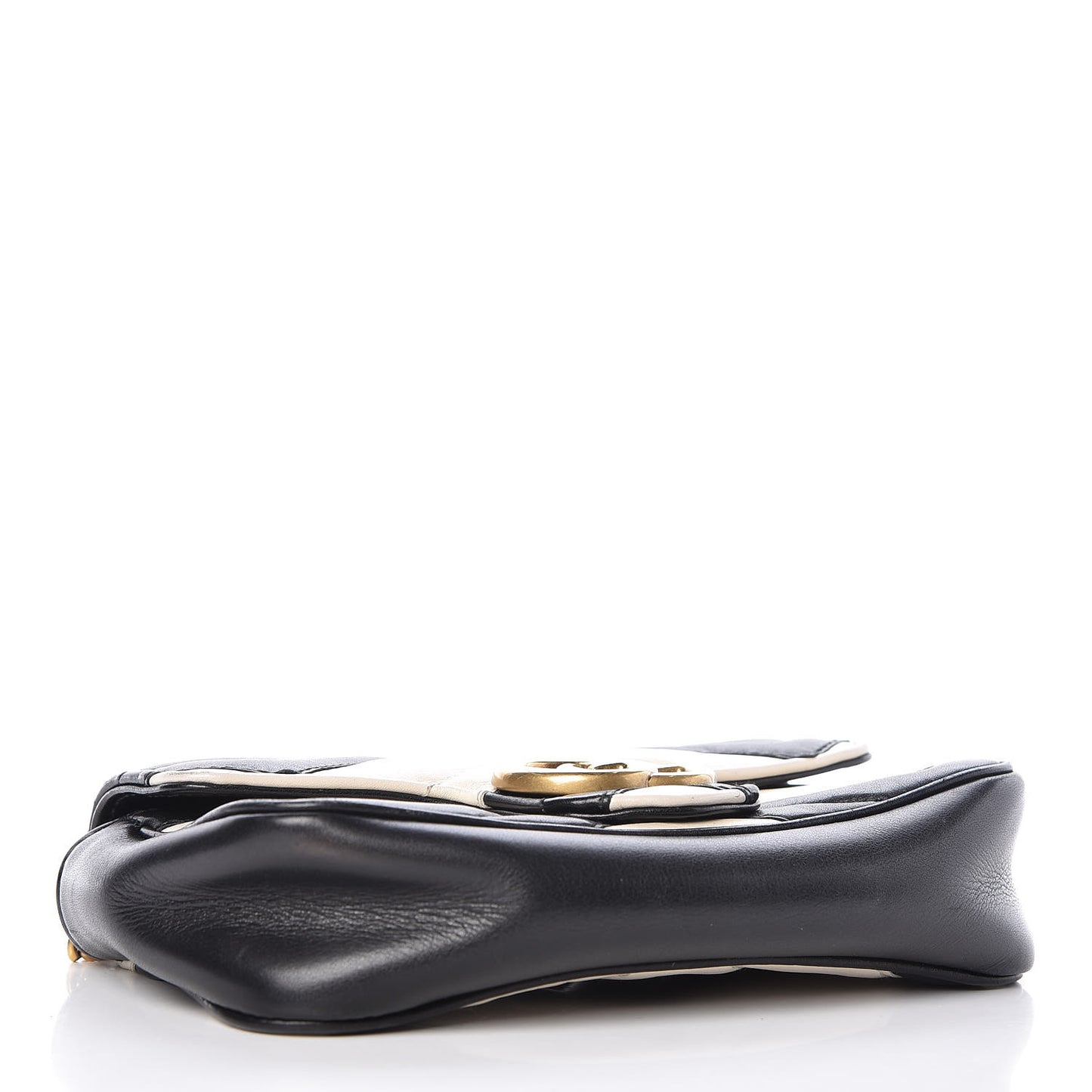 Calfskin Matelasse Super Mini GG Marmont Shoulder Bag Black White