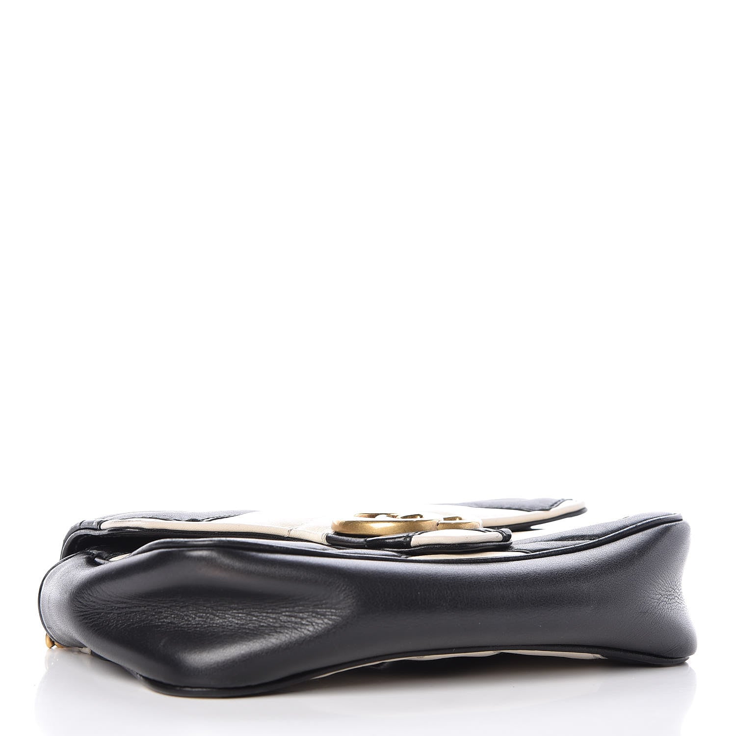 Gucci Calfskin Matelasse Super Mini GG Marmont Shoulder Bag Black White 5 of 14
