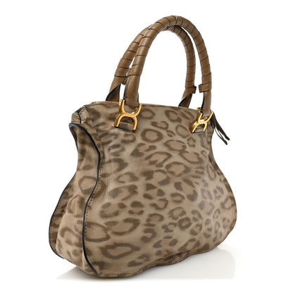 Chloe Calfskin Leopard Print Medium Marcie Satchel Brown 3 of 11