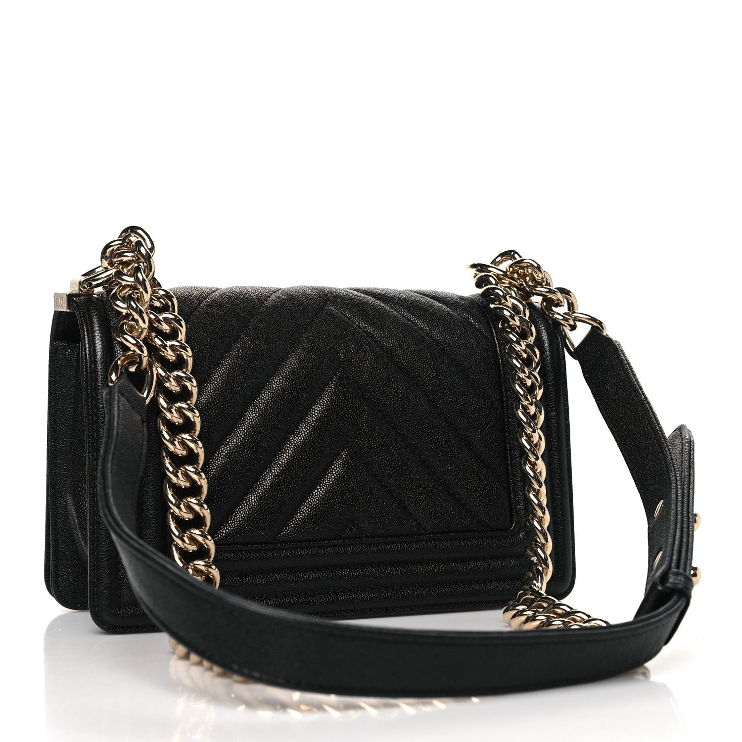 Chanel Iridescent Caviar Chevron Quilted Small Boy Flap Black 3 of 11