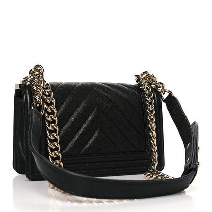 Chanel Iridescent Caviar Chevron Quilted Small Boy Flap Black 3 of 11