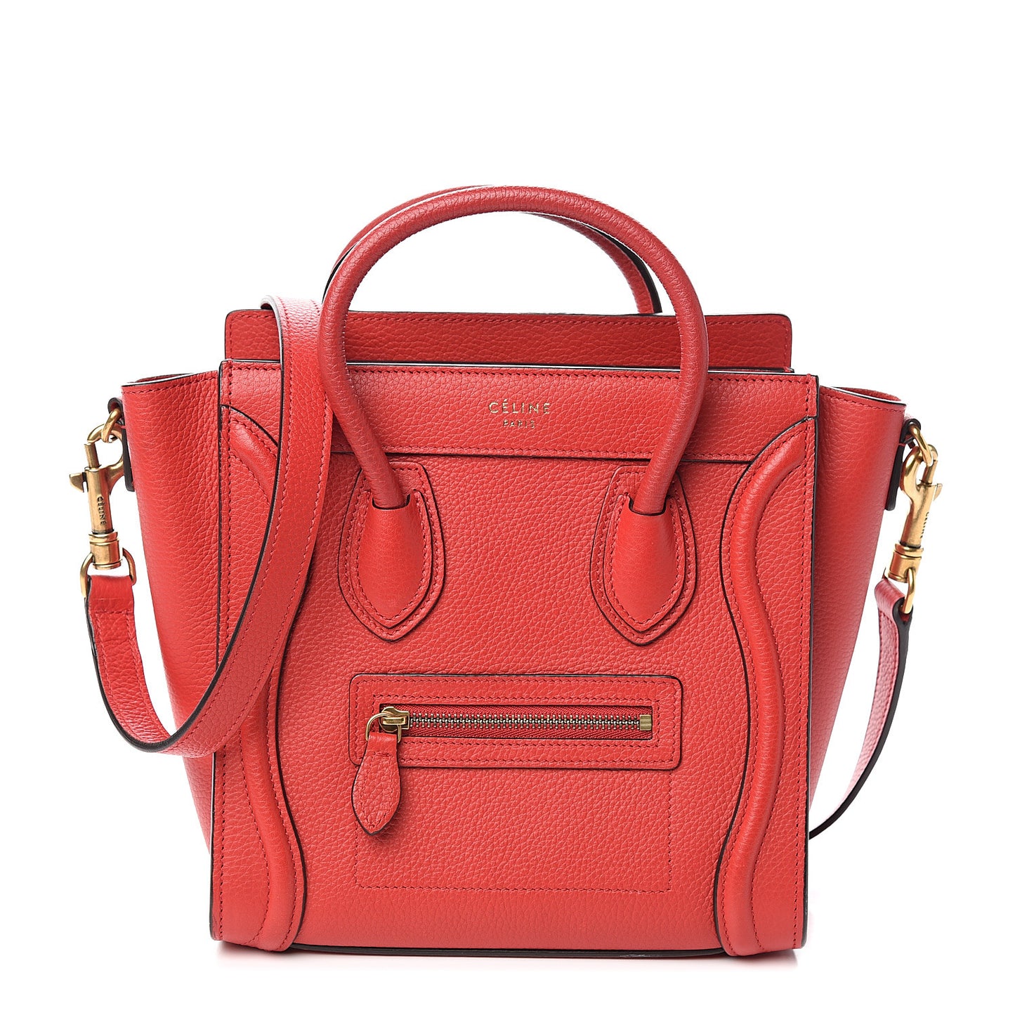 Drummed Calfskin Nano Luggage Coquelicot