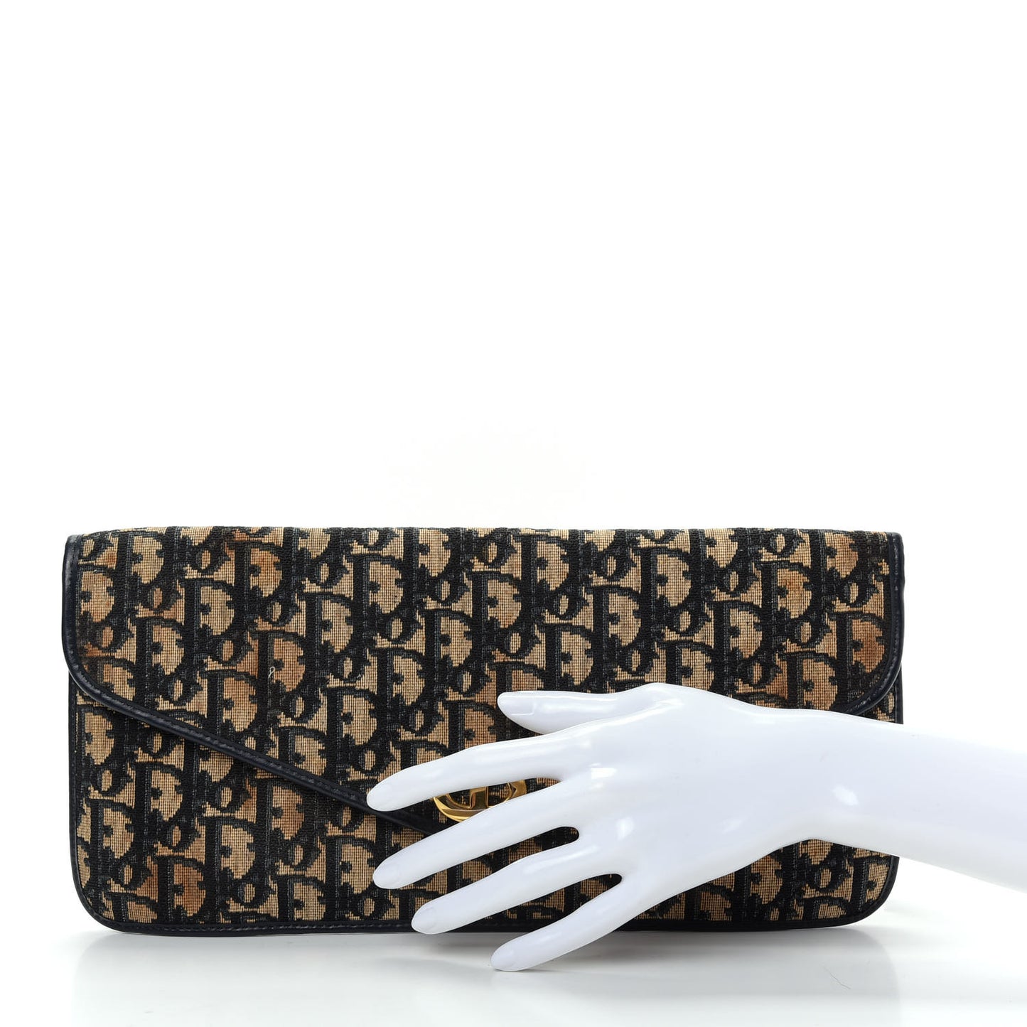 Monogram Envelope Flap Clutch Navy Blue
