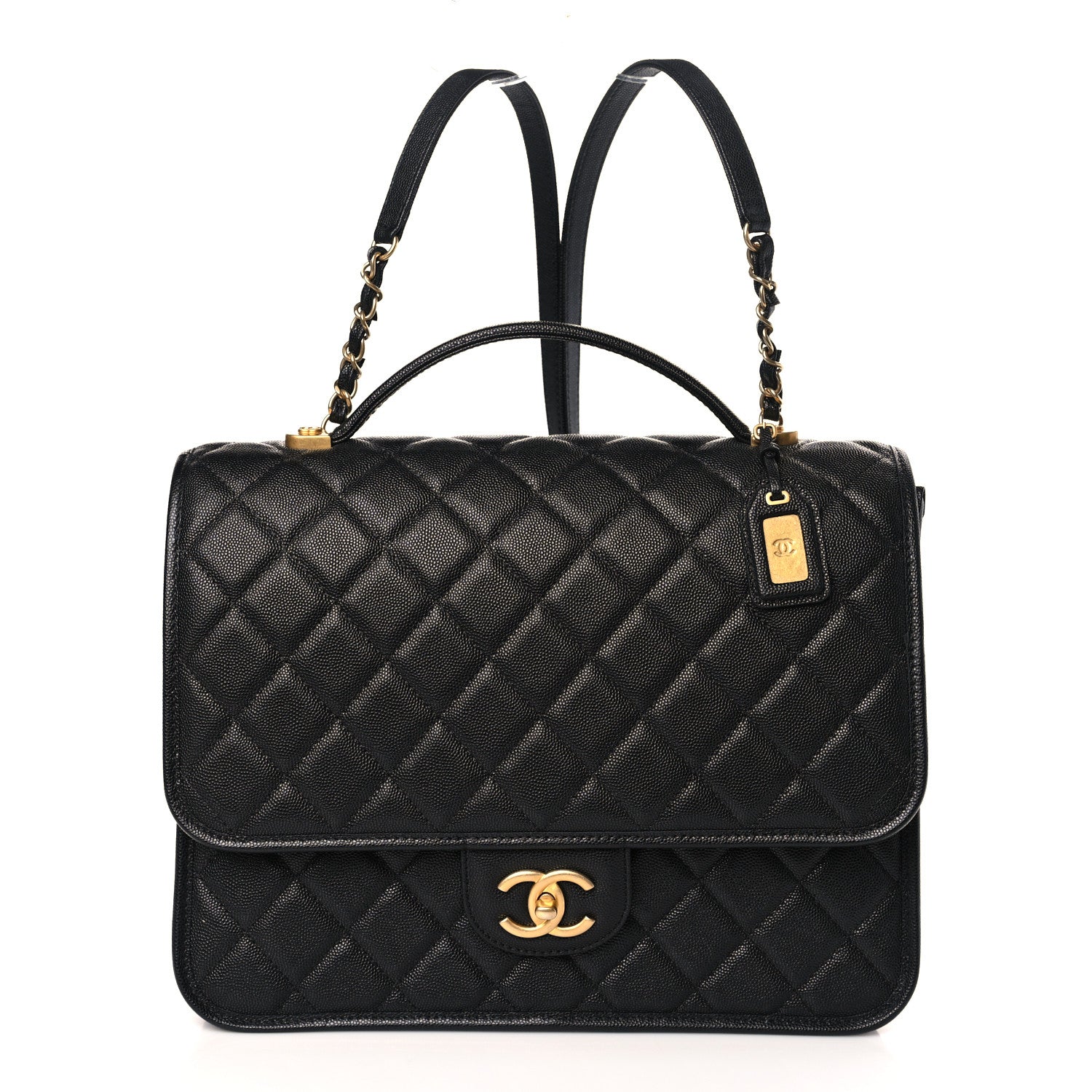 Chanel Caviar Quilted Large School Memory Top Handle Flap Black 1 of 9