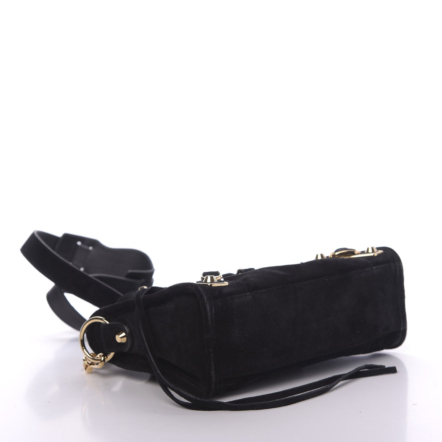 Baby Daim Suede Gold Metallic Edge Hardware Mini City Black