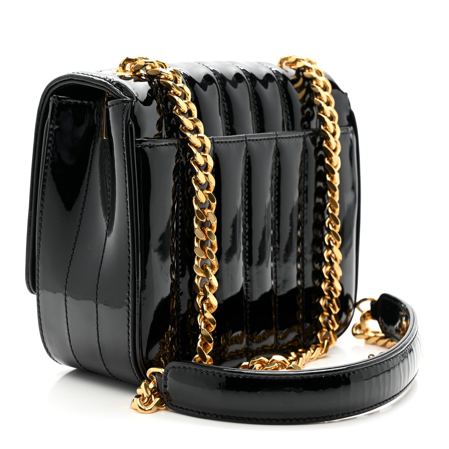 Saint Laurent Patent Calfskin Matelasse Monogram Small Vicky Chain Bag Black 3 of 11
