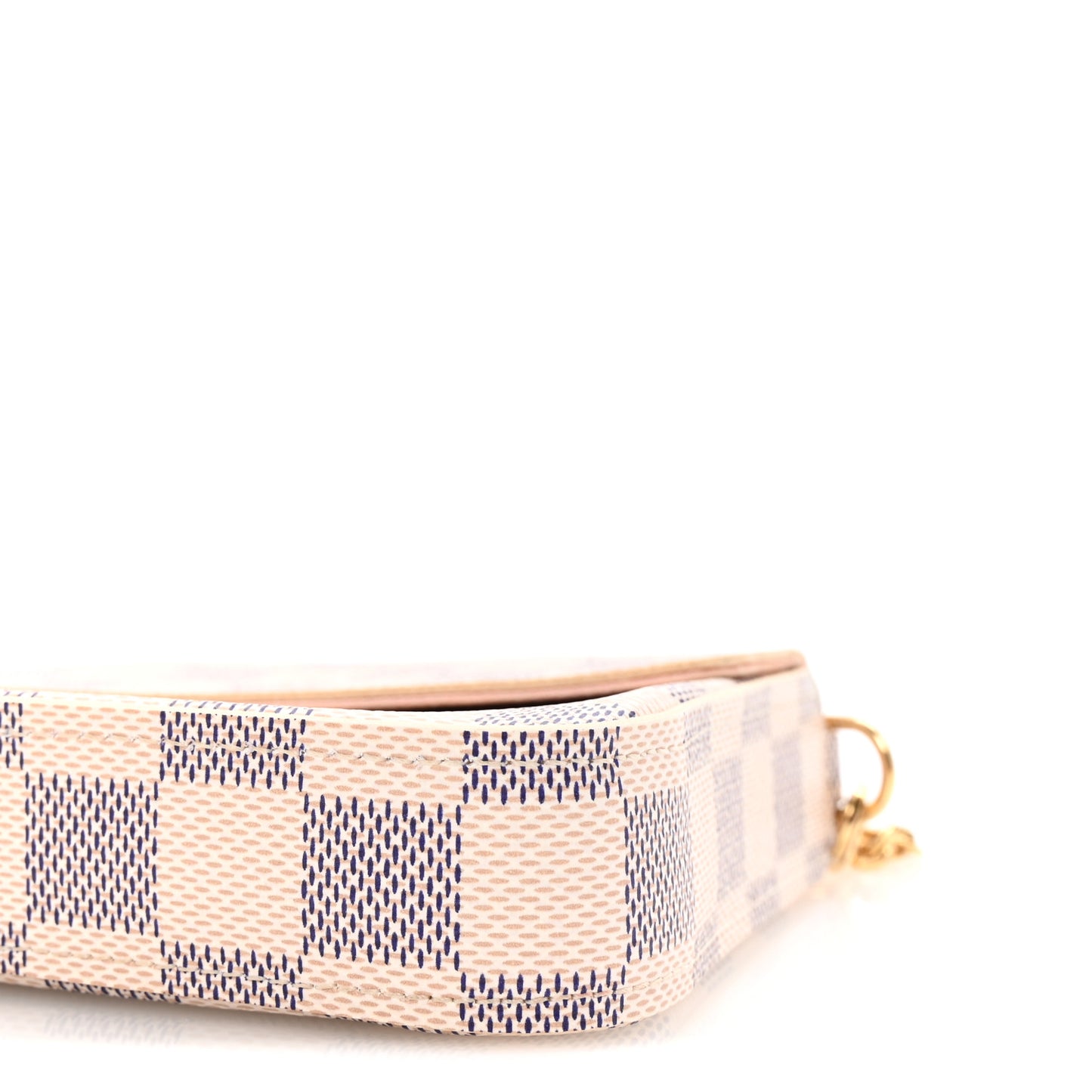 Damier Azur Pochette Felicie Chain Wallet Rose Ballerine