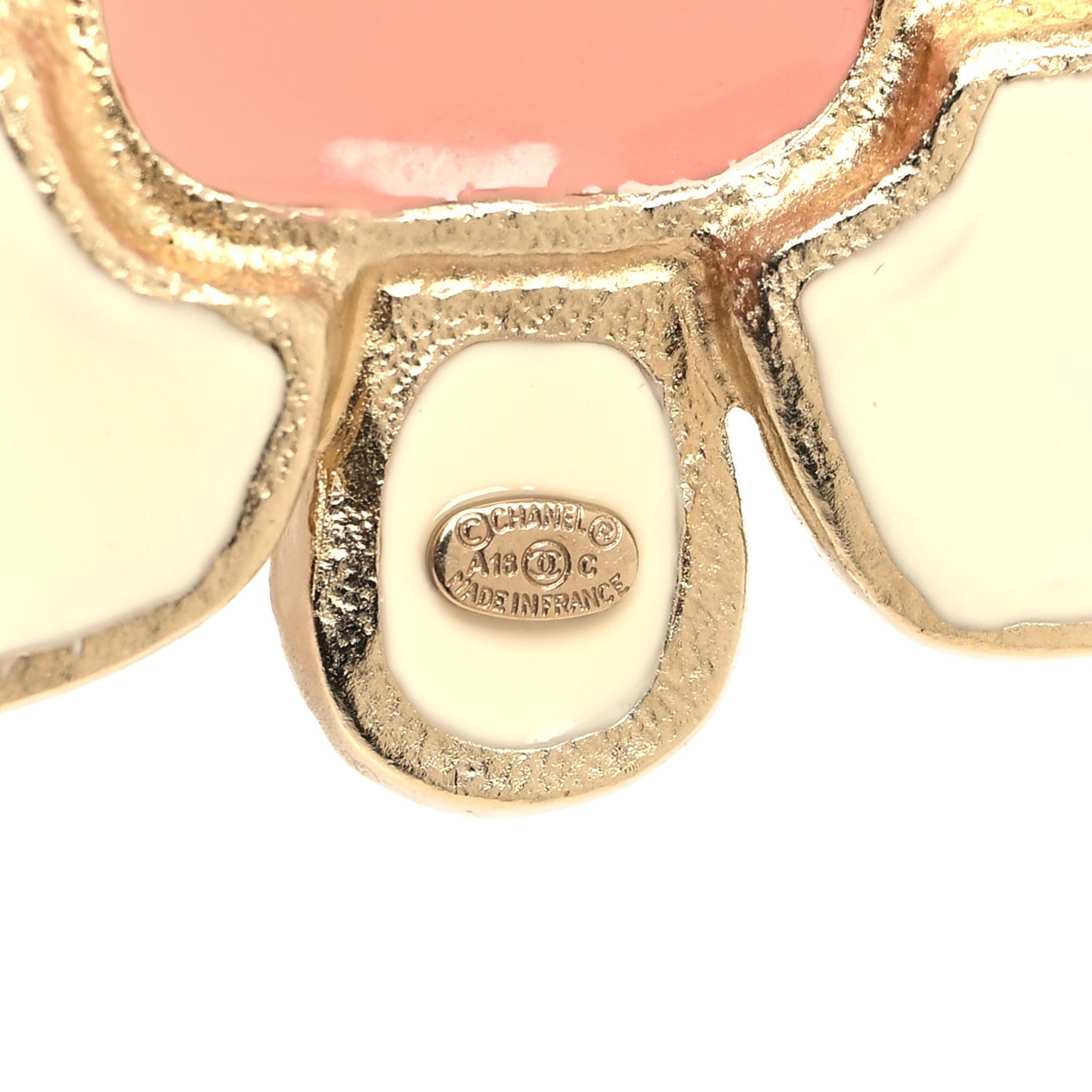 Gripoix CC Brooch Gold White Pink