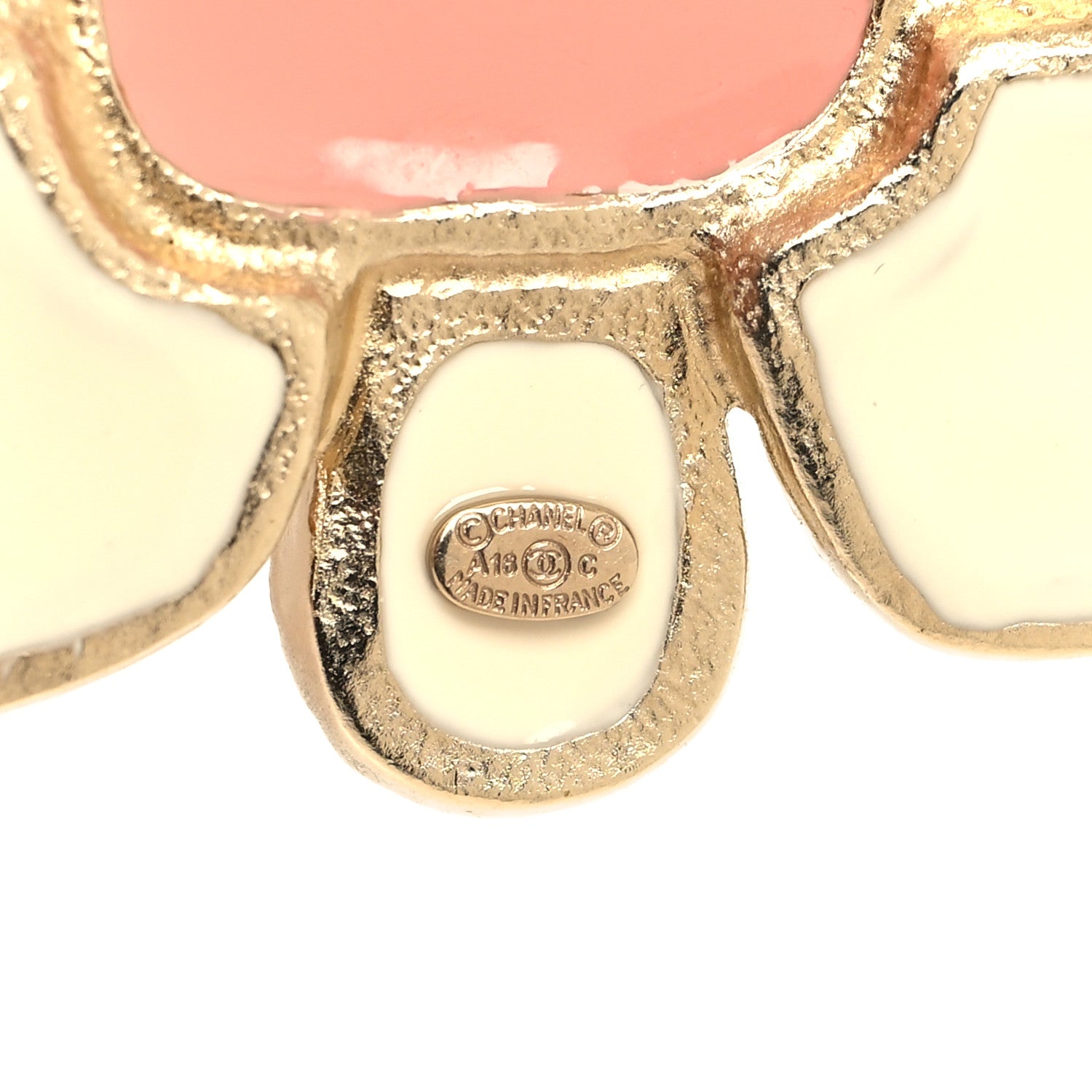 Chanel Gripoix CC Brooch Gold White Pink 3 of 3