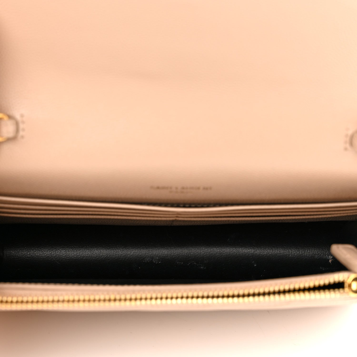 Saint Laurent Grain De Poudre Matelasse Chevron Monogram Envelope Chain Wallet Dark Beige 5 of 11
