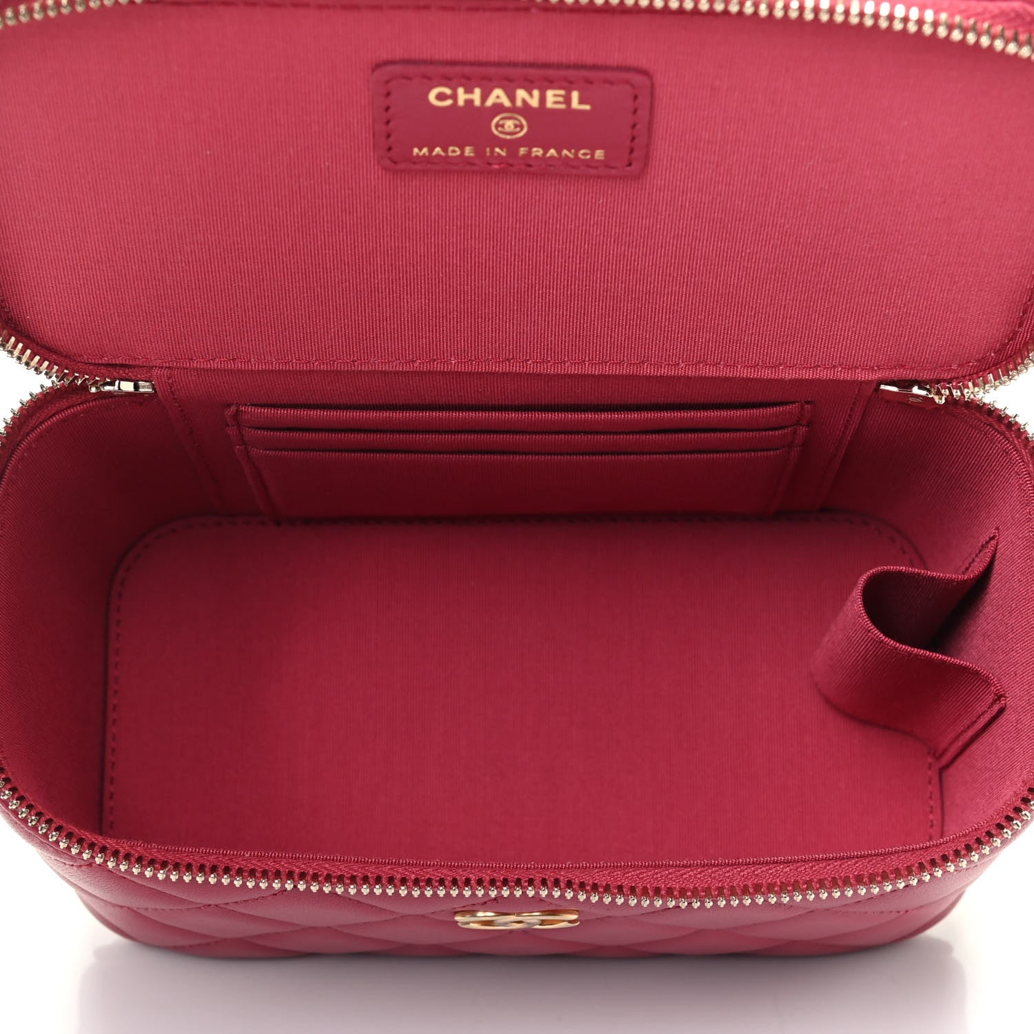 Chanel Lambskin Quilted Small Top Handle Vanity Case With Chain Dark Pink 5 of 9
