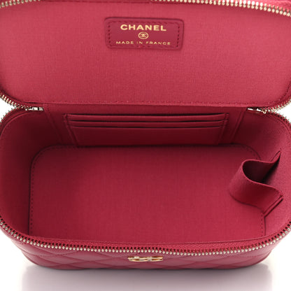Chanel Lambskin Quilted Small Top Handle Vanity Case With Chain Dark Pink 5 of 9