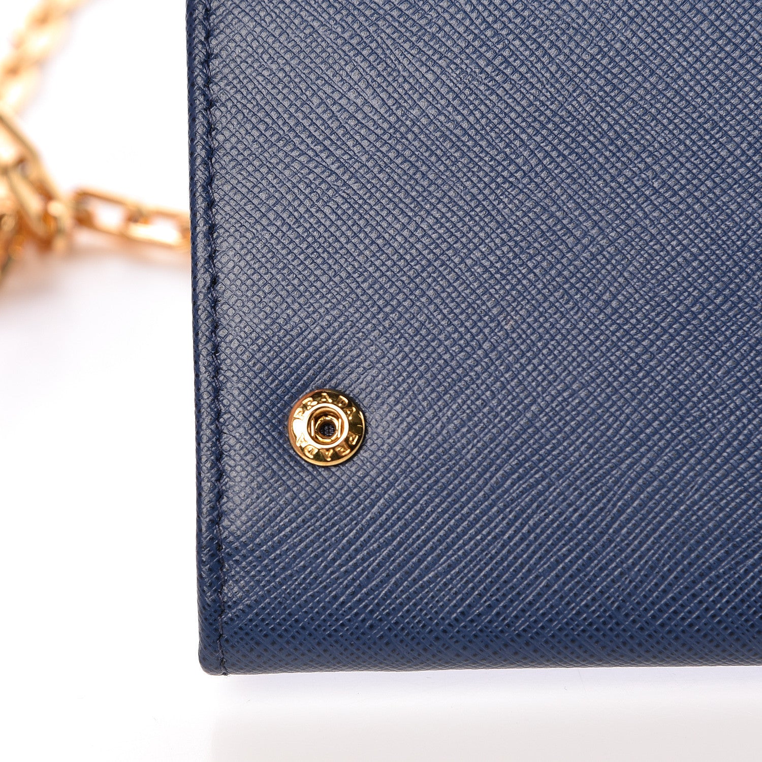 Prada Saffiano Metal Oro Chain Wallet Bleuette 11 of 15