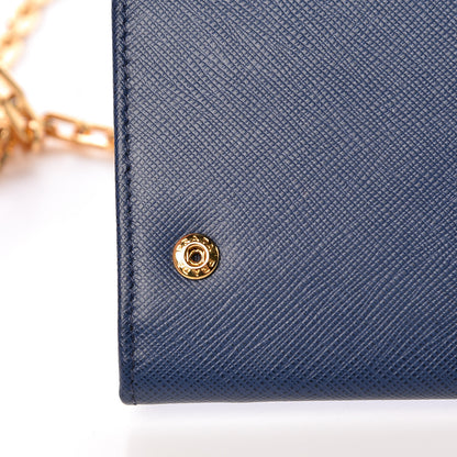 Prada Saffiano Metal Oro Chain Wallet Bleuette 11 of 15