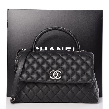 Chanel Caviar Lizard Quilted Small Coco Handle Flap Black 10 of 10