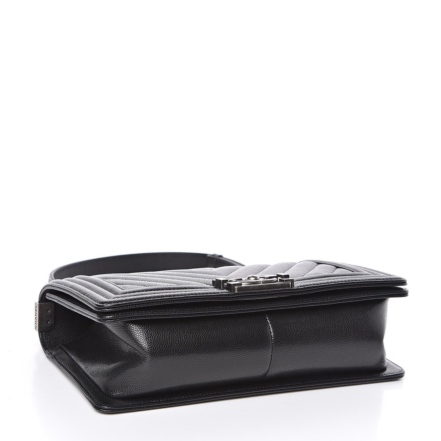 Chanel Caviar Chevron Quilted Medium Boy Flap Black 4 of 11