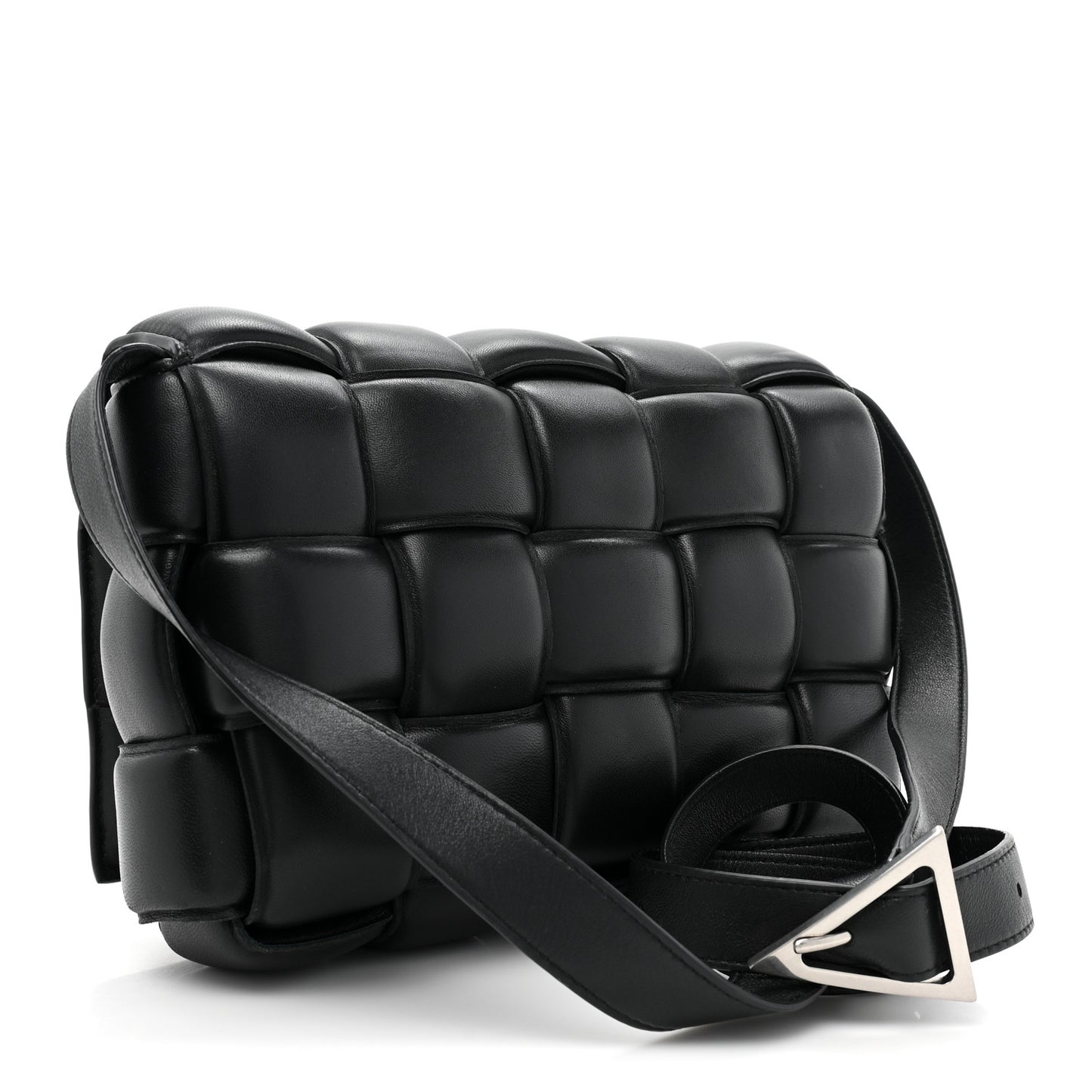 Nappa Maxi Intreccio Padded Cassette Crossbody Bag Black