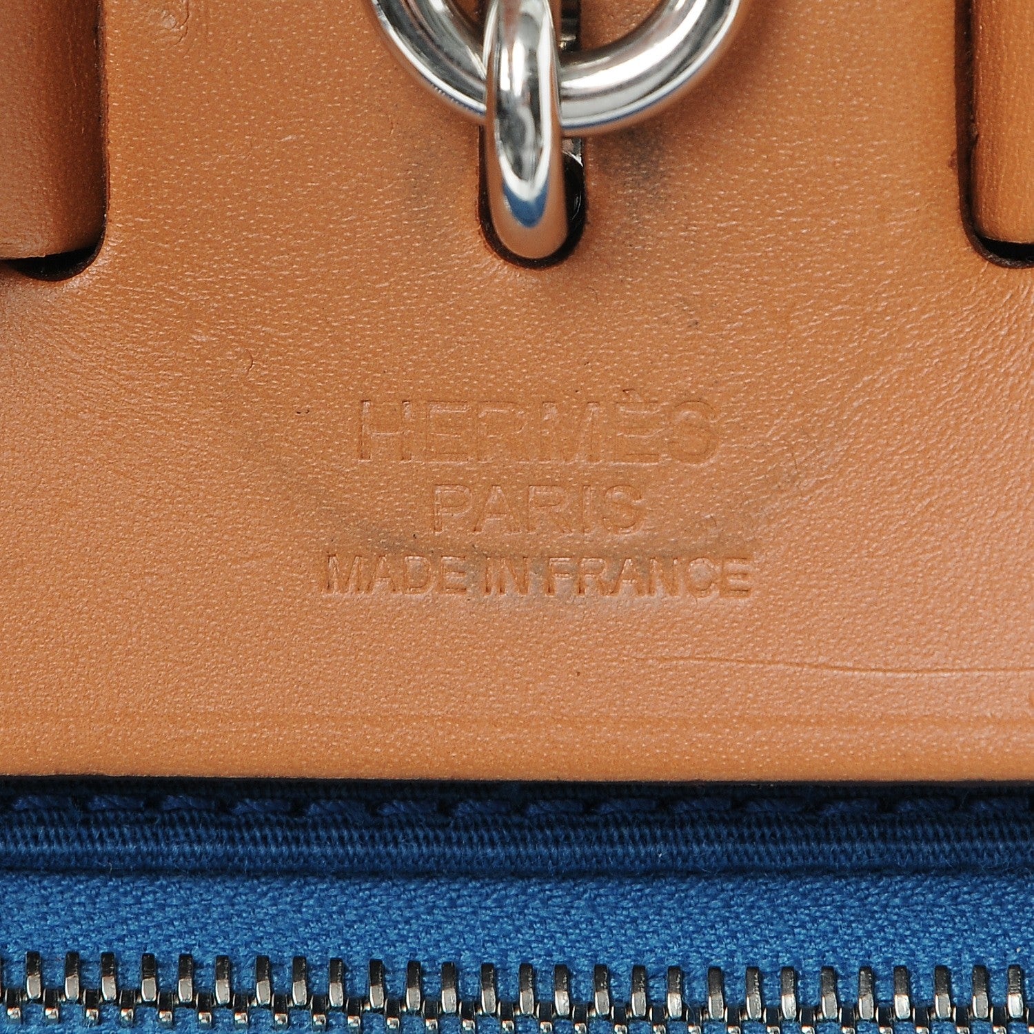 Hermes Vache Hunter Toile Herbag Zip 31 PM Bleu Natural 8 of 16
